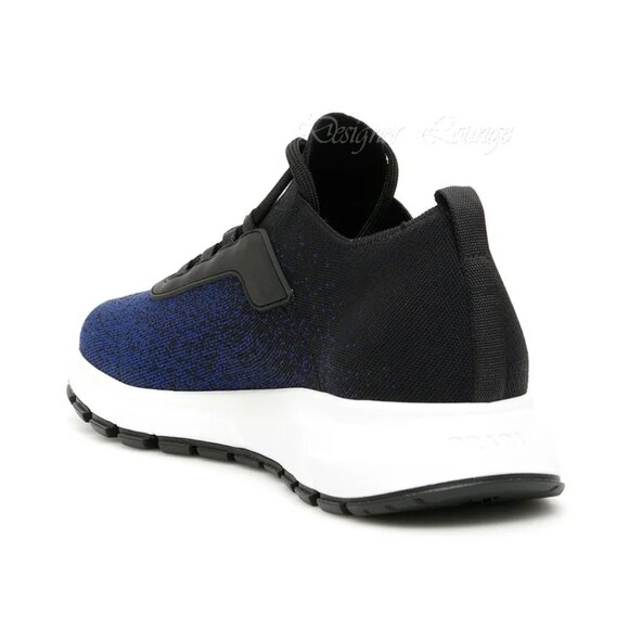 SOLD! NEW PRADA Men's Knit 2 Blue Black Textile Low Top Logo Sneakers UK 10.5 - Picture 4 of 10
